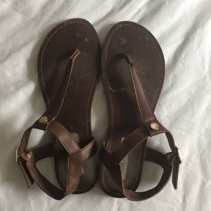 Steven Madden brown and gold sandals